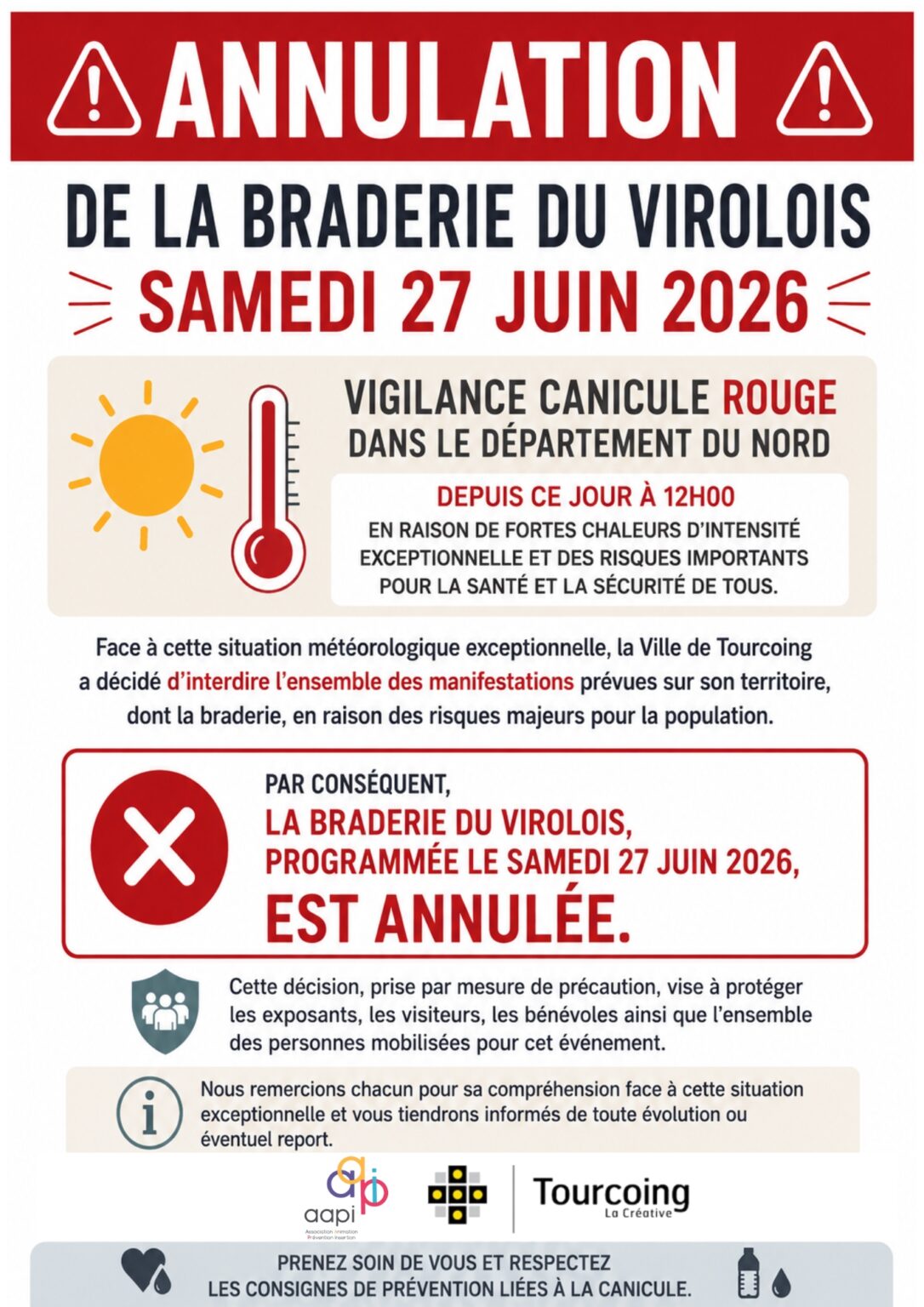 Annulation Braderie du Virolois
